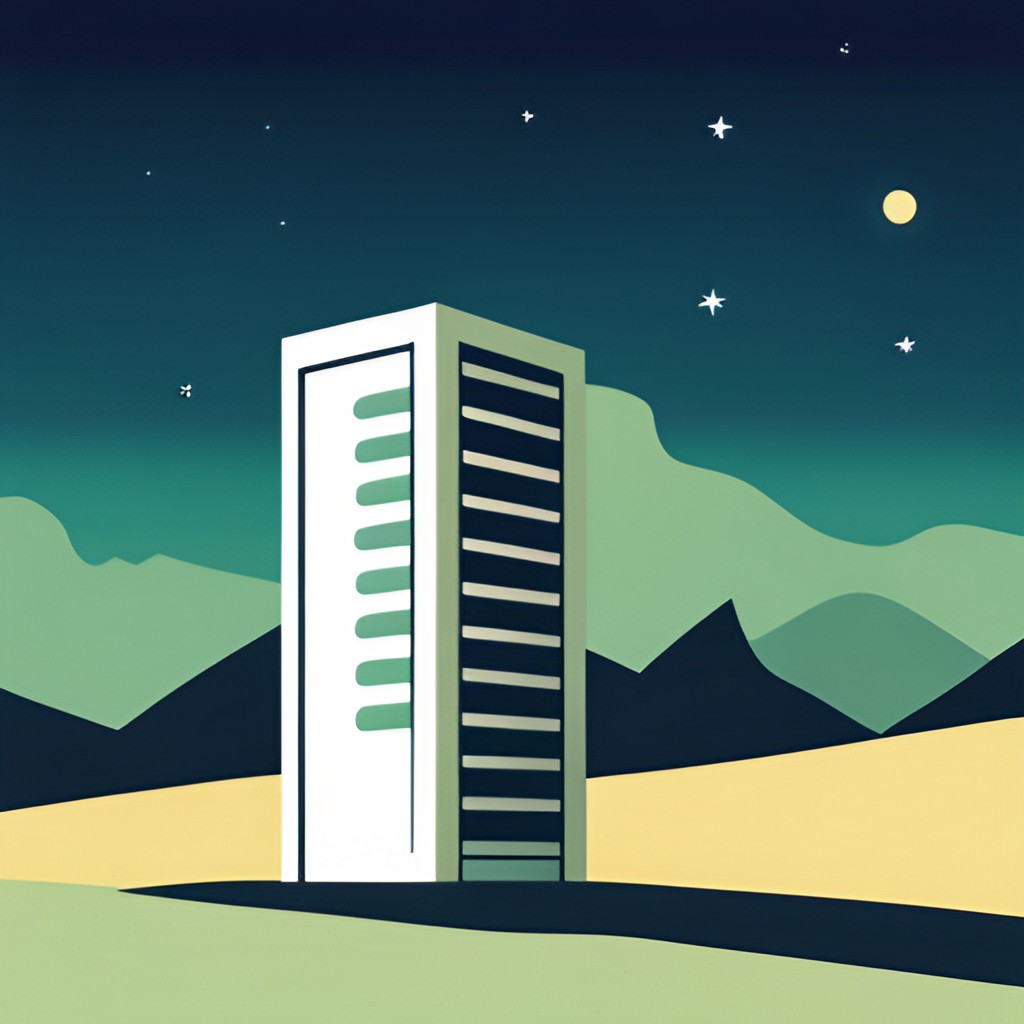 A lonely computer server running at night